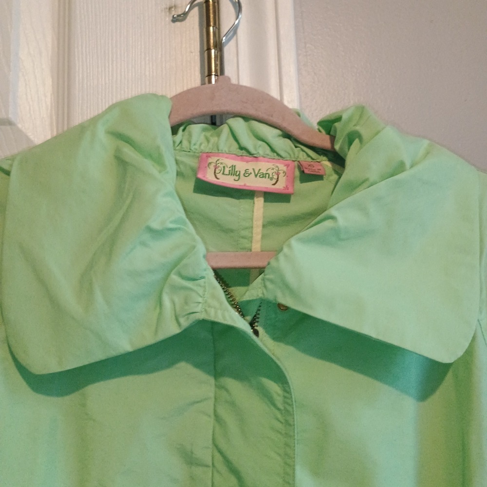 Lilly &‎ Van Light Green Zip Snap Front Jacket Women's XS Adjustable Sleeve - Picture 7 of 14